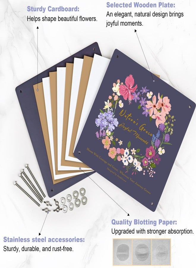 Joy&Grace Flower Press Kit for Adults & Kids, with Designed Cover and DIY Album, 10.9" x 10.9" 10 Layers Flower Preservation Kit, Plant Press and Large Plant Drying Toolkit (Color Box, Purple Navy) - Image 5
